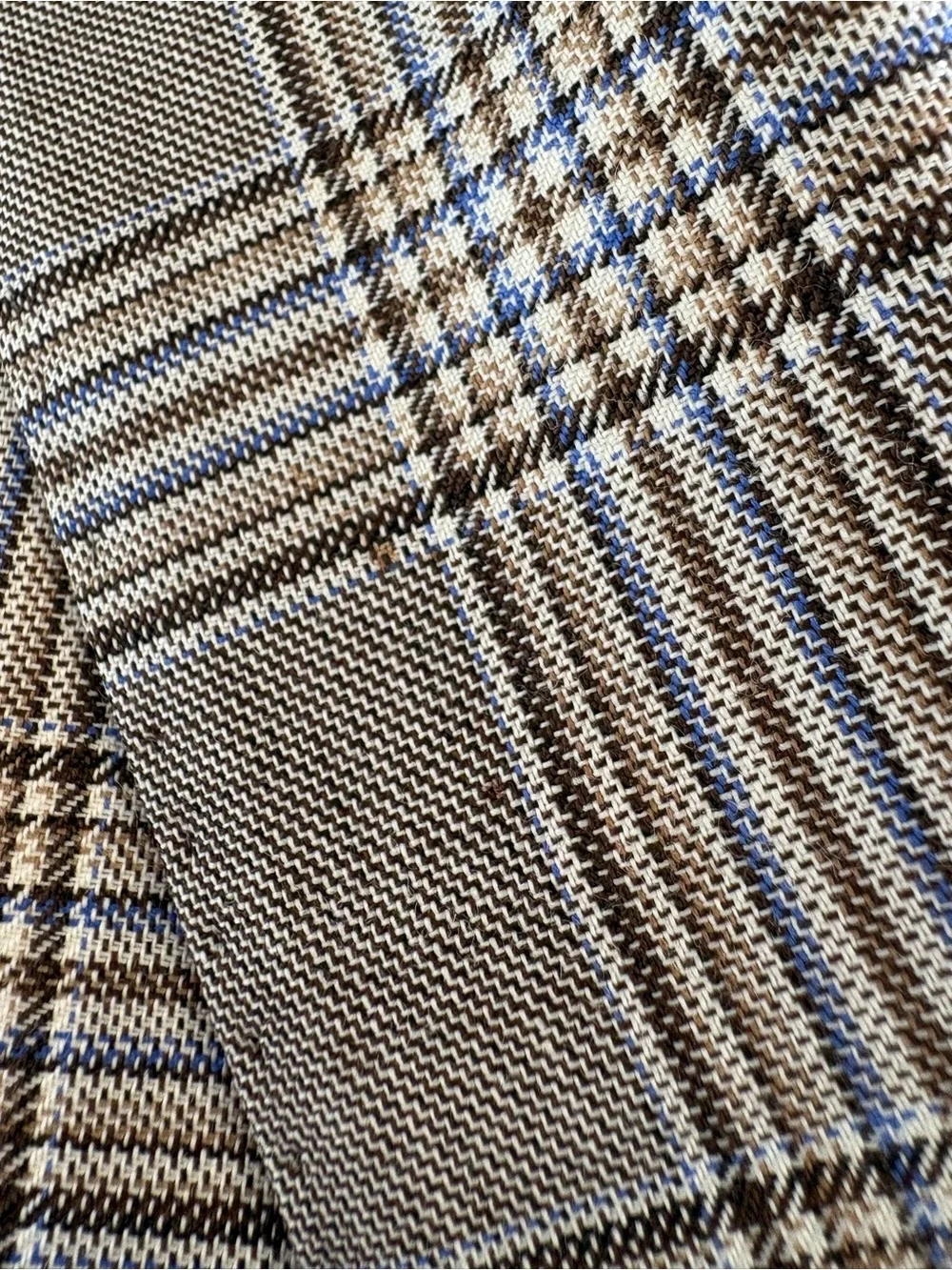 Nordstrom Marlane Fairway Brown Blue Glen Plaid Wool Blazer 46L